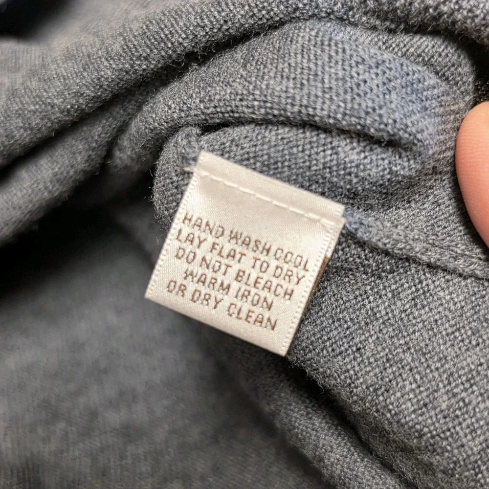Peter Millar Mens L 100% Merino Wool Quarter Zip Sweater Gray Pullover Preppy